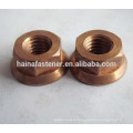 M5 flangt nut,brass flange nut DIN6923,Brass hex flange nut